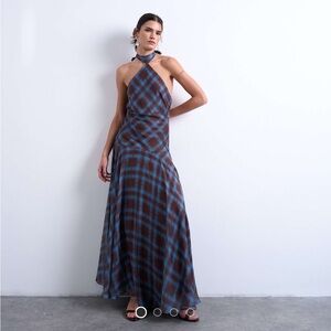 Brown and Blue Plaid Maxi Dress (topshop on asos)